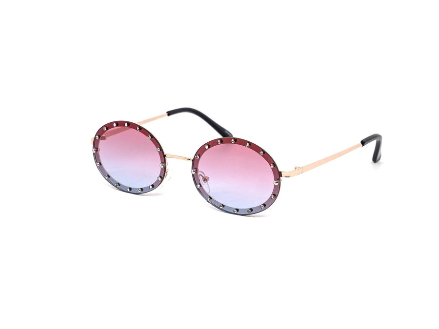 12 Pack: Rimless Oval Rhinestone Studded Wholesale Sunglasses