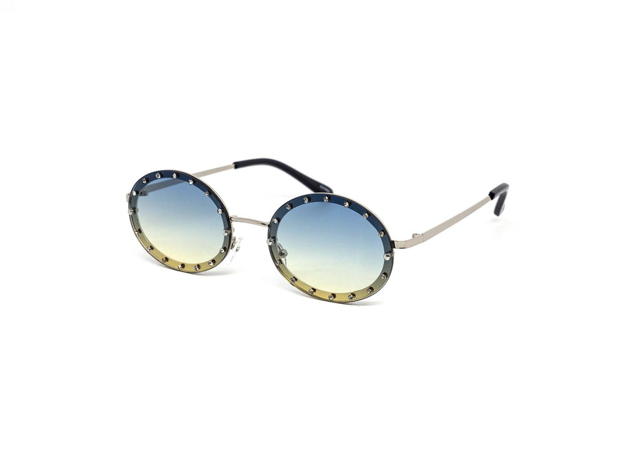 12 Pack: Rimless Oval Rhinestone Studded Wholesale Sunglasses