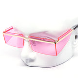 12 Pack: Rimless Angled Blinker Color Wholesale Sunglasses