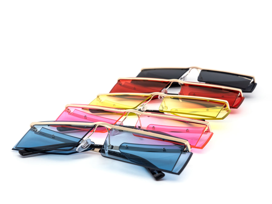 12 Pack: Rimless Angled Blinker Color Wholesale Sunglasses