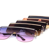 12 Pack: Rimless Oversized Metal Frame Gradient Wholesale Sunglasses