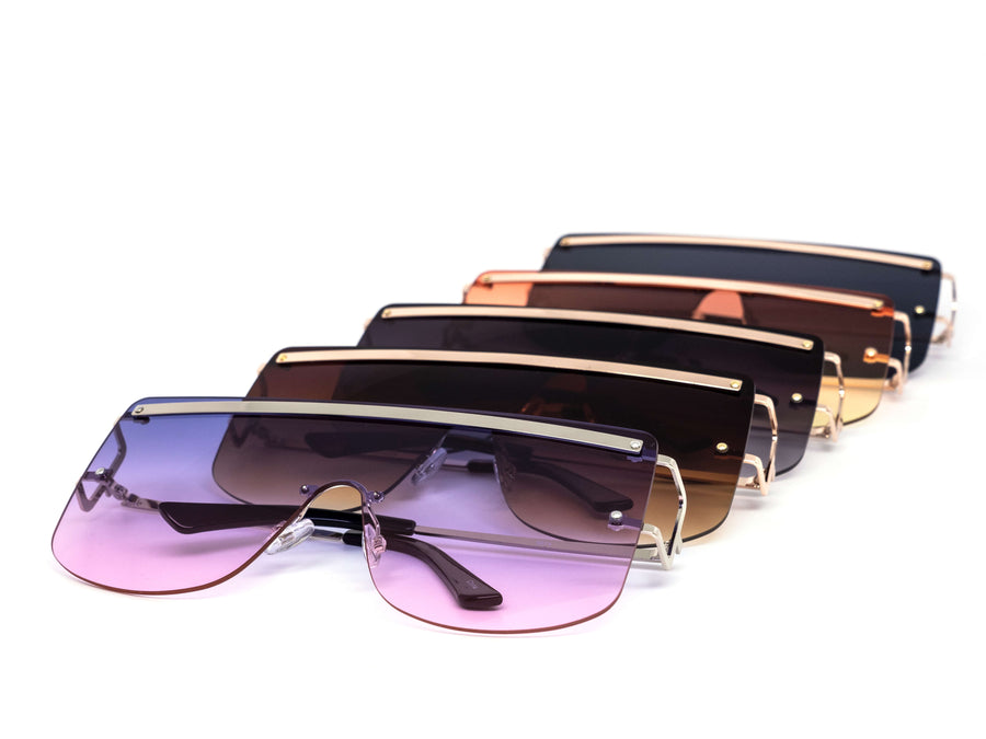 12 Pack: Rimless Oversized Metal Frame Gradient Wholesale Sunglasses