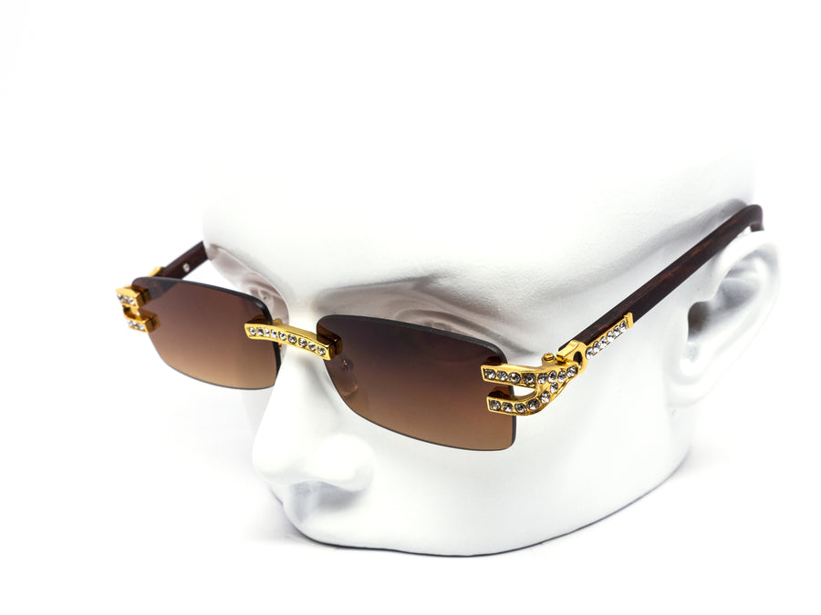 12 Pack: Rhinestone Infused Rimless Rectangular Wholesale Sunglasses