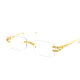 12 Pack: Rhinestone Infused Rimless Metal Wholesale Eyeglasses