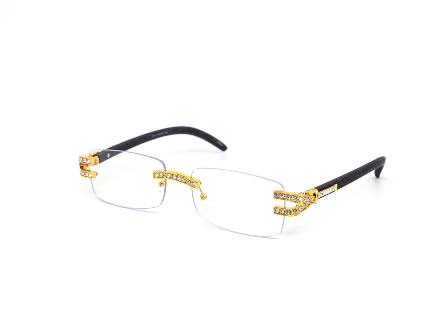 12 Pack: Rhinestone Infused Rimless Metal Wholesale Eyeglasses