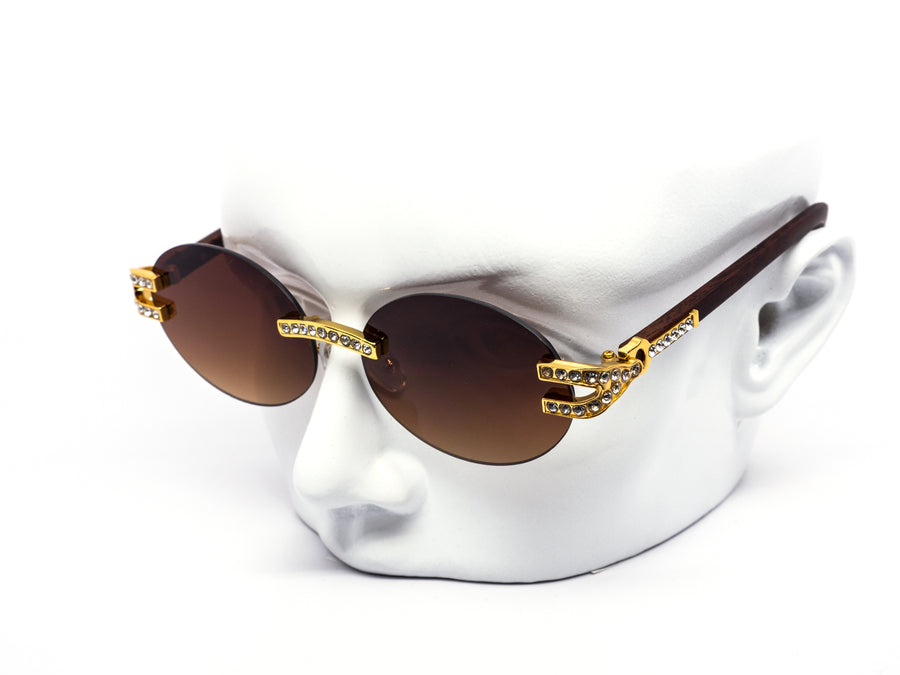 12 Pack: Iced Out Oval Gradient Wholesale Sunglasses
