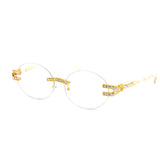12 Pack: Iced Out Oval Clear Wholesale Eyeglasses