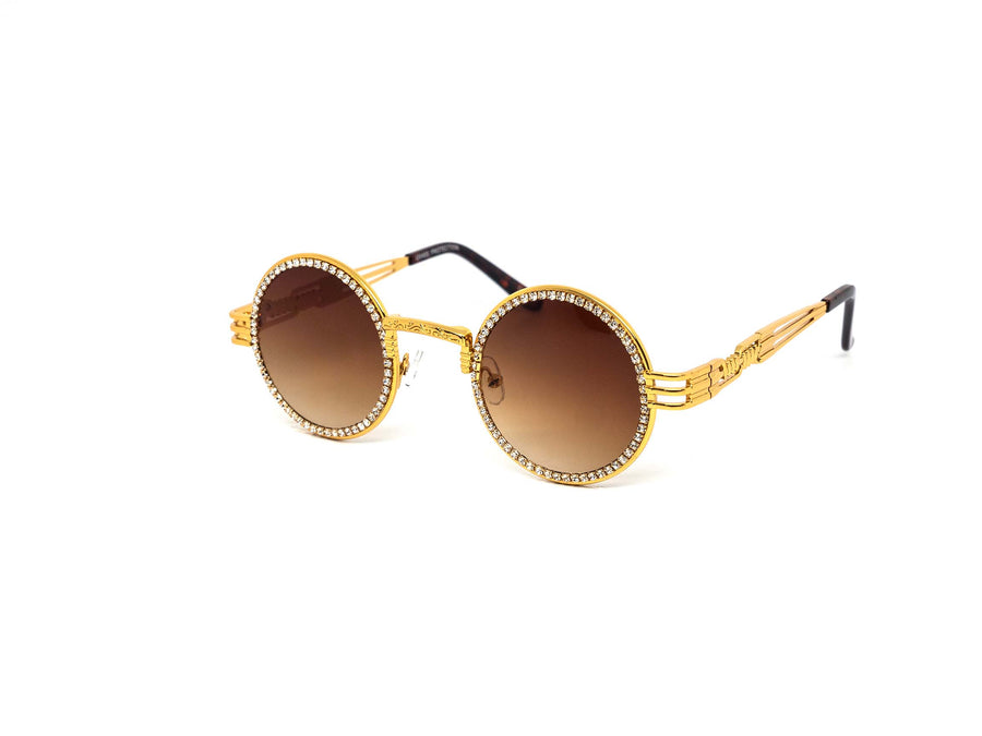 12 Pack: Simple Circle Rhinestone Drip Wholesale Sunglasses