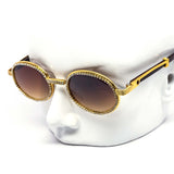 12 Pack: Oval Rhinestone Infused Metal Wholesale Sunglasses