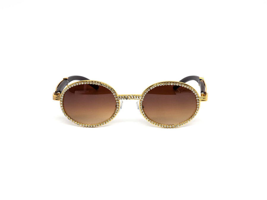 12 Pack: Oval Rhinestone Infused Metal Wholesale Sunglasses