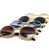 12 Pack: Oval Rhinestone Infused Metal Wholesale Sunglasses