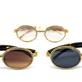 12 Pack: Oval Rhinestone Infused Metal Wholesale Sunglasses