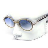 12 Pack: Oval Rhinestone Infused Metal Wholesale Sunglasses