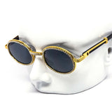 12 Pack: Oval Rhinestone Infused Metal Wholesale Sunglasses