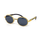 12 Pack: Oval Rhinestone Infused Metal Wholesale Sunglasses