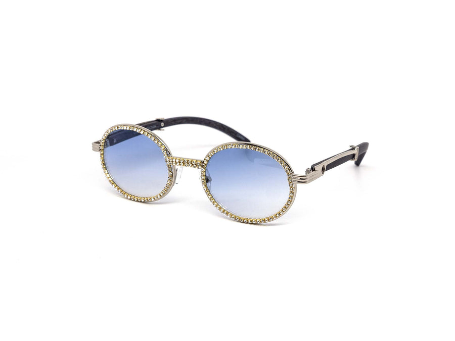 12 Pack: Oval Rhinestone Infused Metal Wholesale Sunglasses