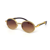 12 Pack: Oval Rhinestone Infused Metal Wholesale Sunglasses