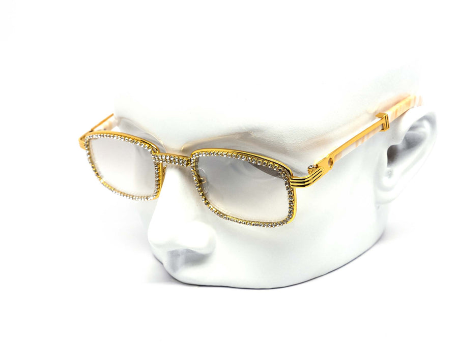 12 Pack: Rectangular Rhinestone Infused Metal Wholesale Sunglasses