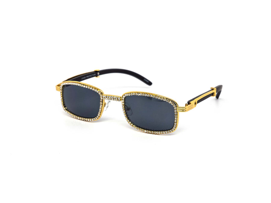 12 Pack: Rectangular Rhinestone Infused Metal Wholesale Sunglasses