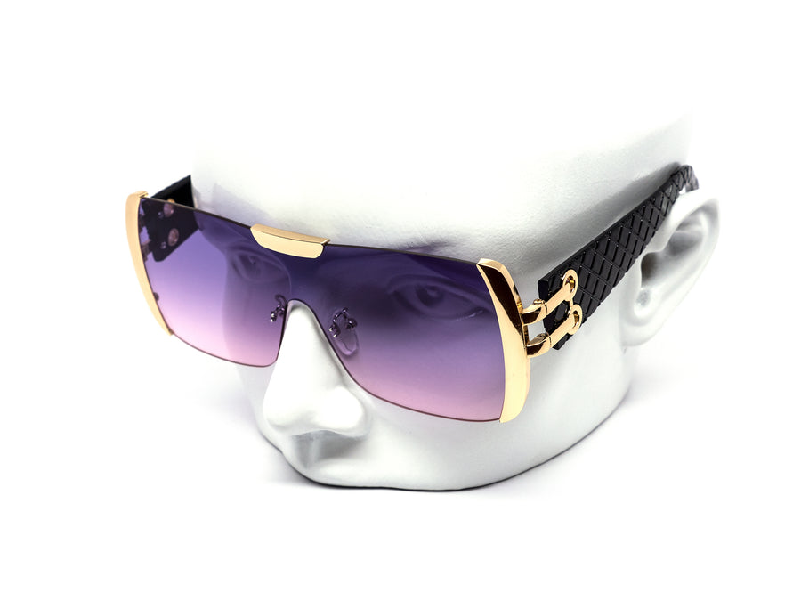 12 Pack: Semi-rimless Oversized Gold Accent Crosshatch Wholesale Sunglasses