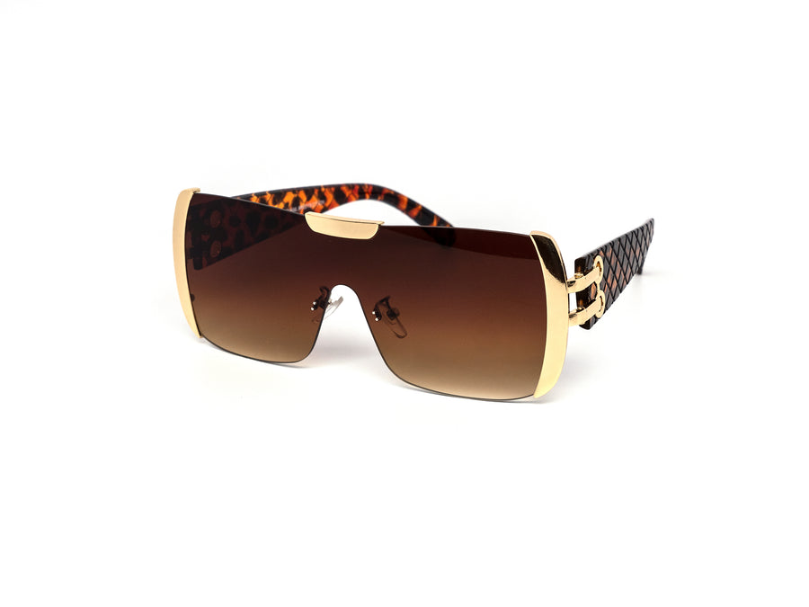 12 Pack: Semi-rimless Oversized Gold Accent Crosshatch Wholesale Sunglasses