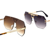 12 Pack: Octagonal Rimless Metal Aviator Wholesale Sunglasses