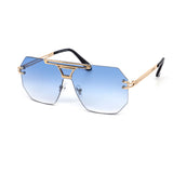 12 Pack: Octagonal Rimless Metal Aviator Wholesale Sunglasses