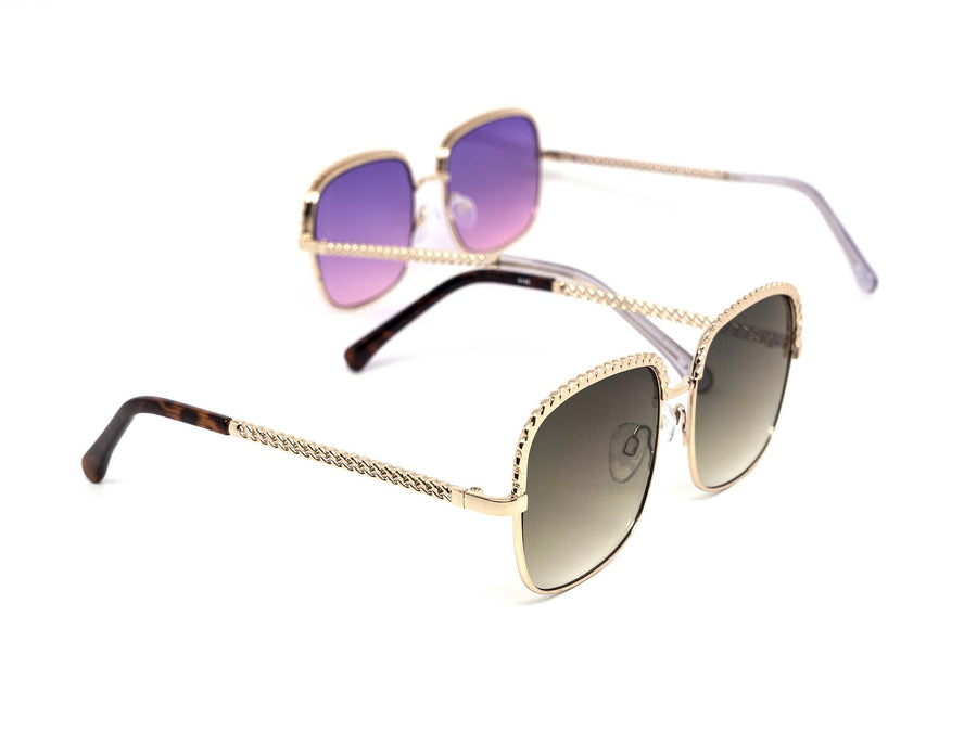 12 Pack: Eccentric Rounded Metal Rope Color Gradient Wholesale Sunglasses