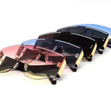 12 Pack: Oversized Rimless White Lines Duo-tone Wholesale Sunglasses