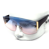 12 Pack: Oversized Rimless White Lines Duo-tone Wholesale Sunglasses
