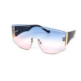 12 Pack: Oversized Rimless White Lines Duo-tone Wholesale Sunglasses