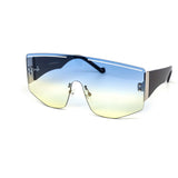 12 Pack: Oversized Rimless White Lines Duo-tone Wholesale Sunglasses