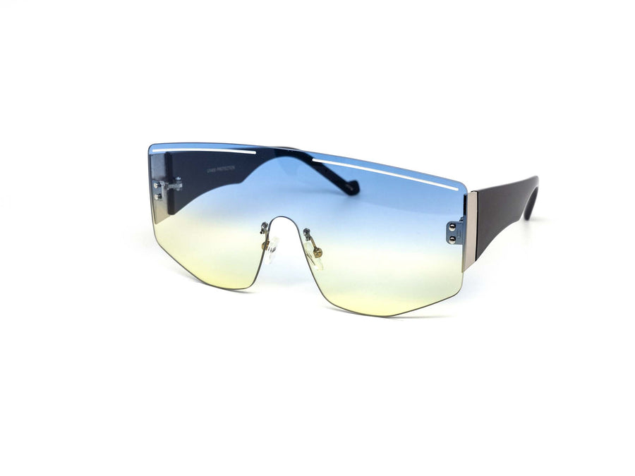 12 Pack: Oversized Rimless White Lines Duo-tone Wholesale Sunglasses
