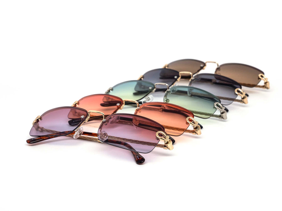 12 Pack: Rimless Metal Rope Slim color Gradient Wholesale Sunglasses