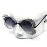 12 Pack: Rimless Rhinestone Butterfly Heart Wholesale Sunglasses