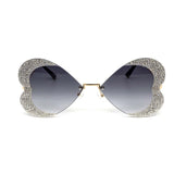 12 Pack: Rimless Rhinestone Butterfly Heart Wholesale Sunglasses