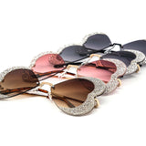 12 Pack: Rimless Rhinestone Butterfly Heart Wholesale Sunglasses
