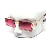 12 Pack: Rimless Wire Skeleton Studded Square Wholesale Sunglasses