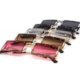 12 Pack: Rimless Wire Skeleton Studded Square Wholesale Sunglasses