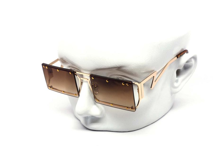 12 Pack: Rimless Wire Skeleton Studded Square Wholesale Sunglasses