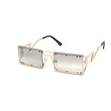 12 Pack: Rimless Wire Skeleton Studded Square Wholesale Sunglasses