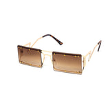 12 Pack: Rimless Wire Skeleton Studded Square Wholesale Sunglasses