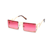 12 Pack: Rimless Wire Skeleton Studded Square Wholesale Sunglasses