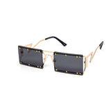12 Pack: Rimless Wire Skeleton Studded Square Wholesale Sunglasses