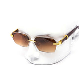 12 Pack: Rimless Miter Hexa Royal Gradient Wholesale Sunglasses