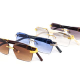12 Pack: Rimless Miter Hexa Royal Gradient Wholesale Sunglasses