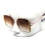 12 Pack: Oversized Square Rhinestone Blossom Wholesale Sunglasses