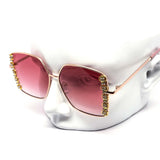 12 Pack: Oversized Square Rhinestone Blossom Wholesale Sunglasses