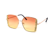 12 Pack: Oversized Square Rhinestone Blossom Wholesale Sunglasses
