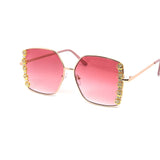 12 Pack: Oversized Square Rhinestone Blossom Wholesale Sunglasses